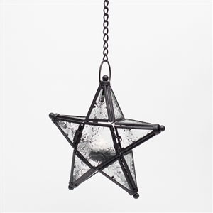 Hanging Star with tealight lantern - Event Rentals - Lighted Wedding star decor to hang from trees at night